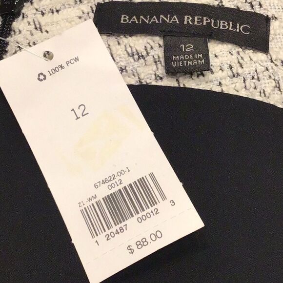 Banana Republic White Black Cotton Blend Boucle Knit Pencil Skirt NEW - Picture 13 of 15